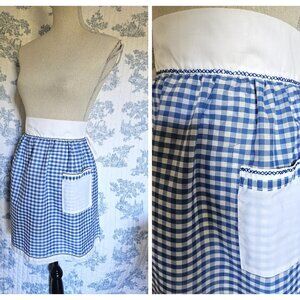 Vintage Apron Blue White Gingham